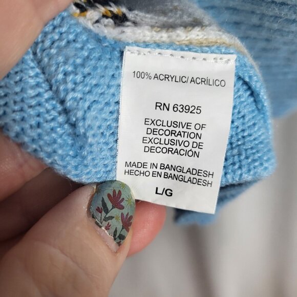 Novelty Cute Ugly Christmas Sweater Women's (L) Tropical Snowman Holiday Snow - Picture 6 of 6